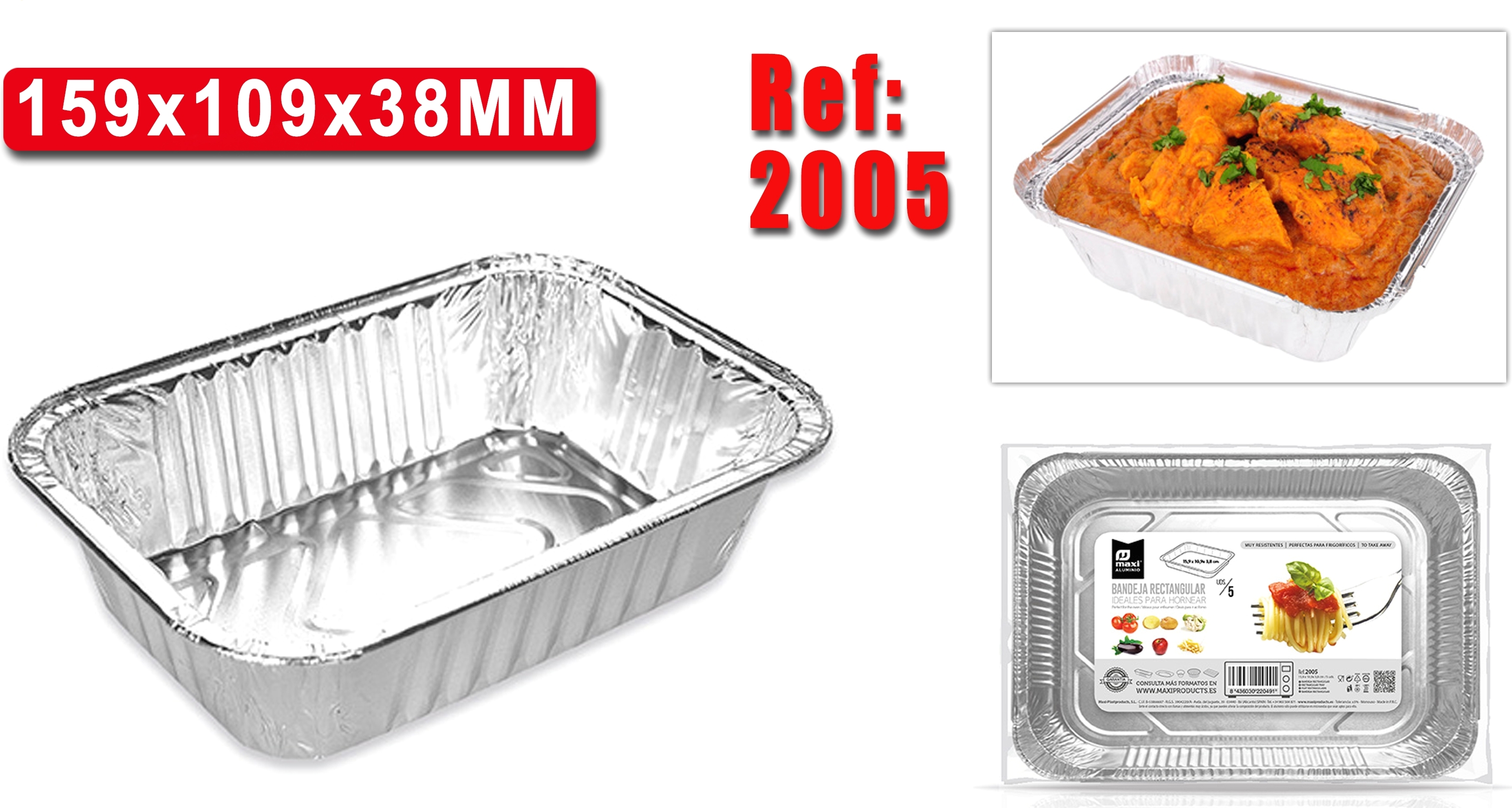 BANDEJA ALUM.RECT. 15.9X9X3.8 5U 904500
