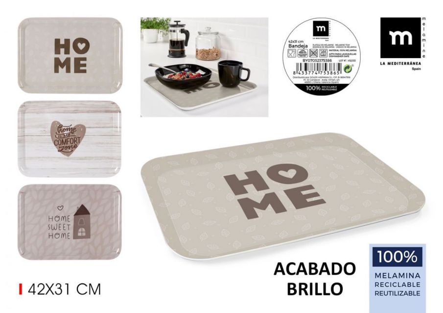 BANDEJA MELAMINA 42X31 BRILLO 904900