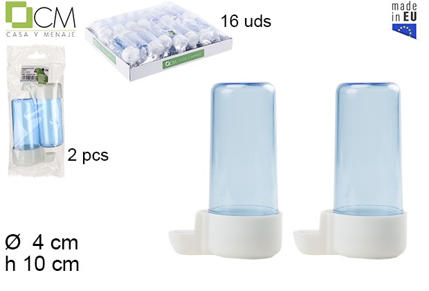BEBEDERO PAJARO 10CM AZUL 2PC 900800