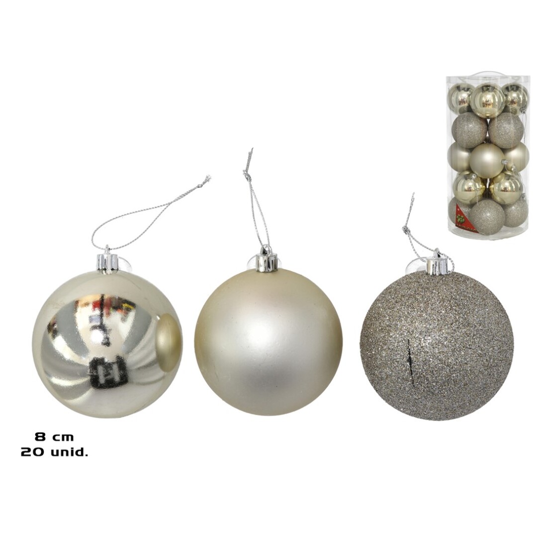 BOLA 8CM X20 MOTLEY PLATA 905900