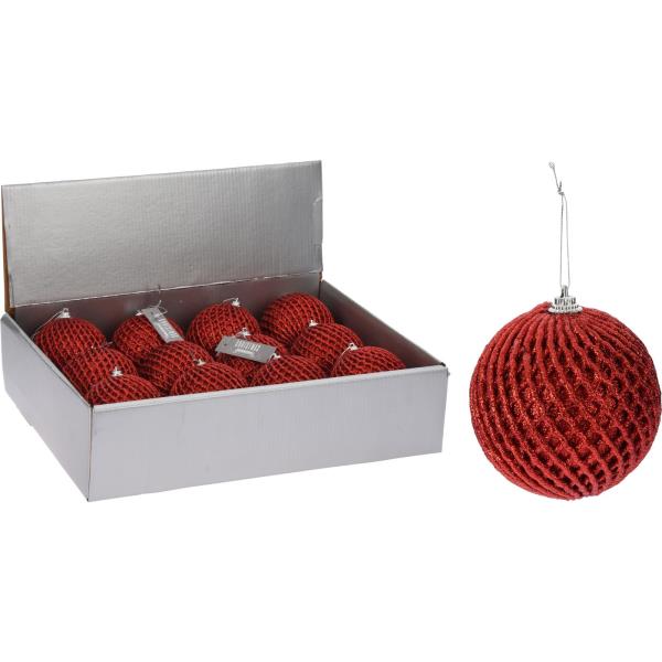BOLA GLITTER ROJO 8CM 9012700