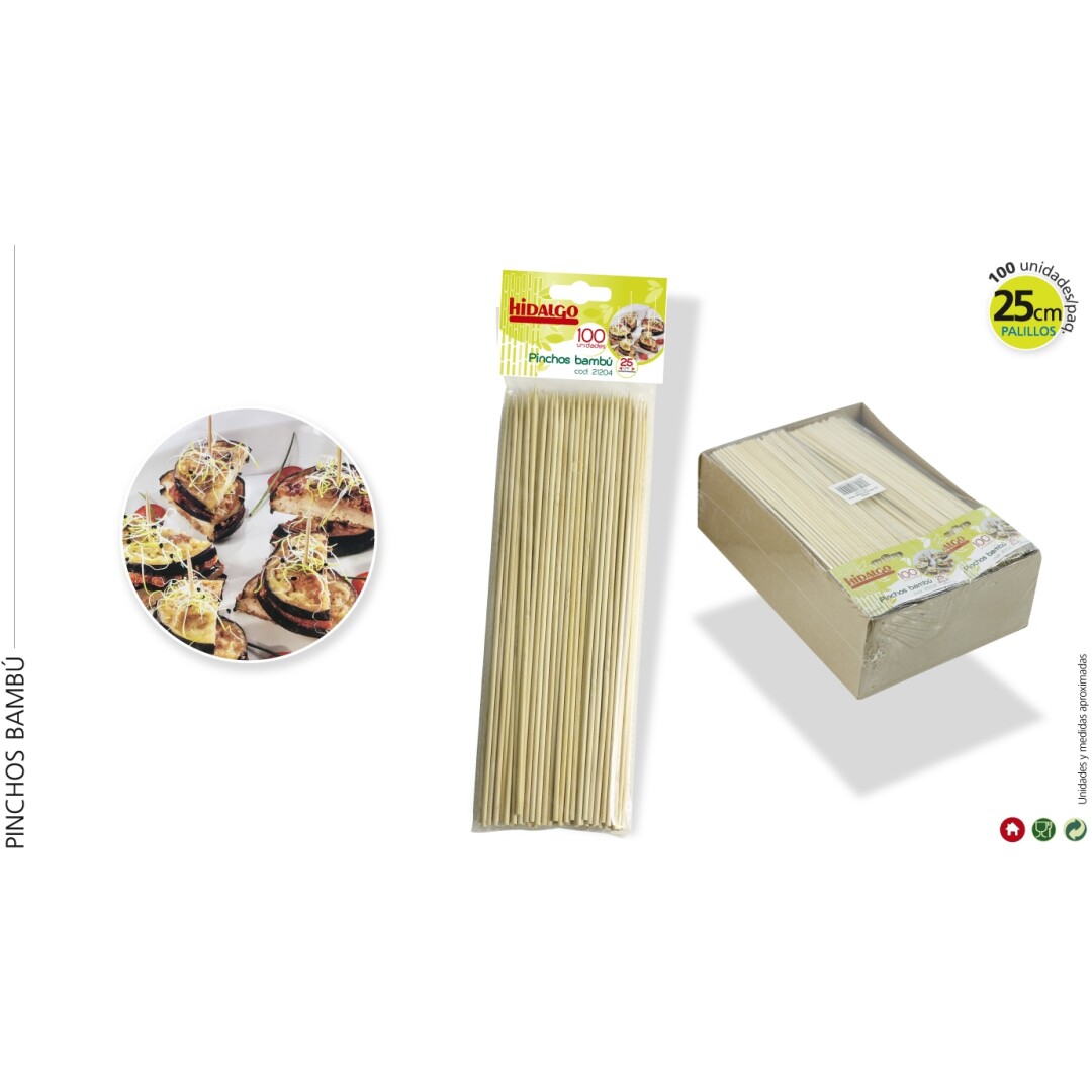 BOLSA 100PINCHOS BAMBU 25CM 900800