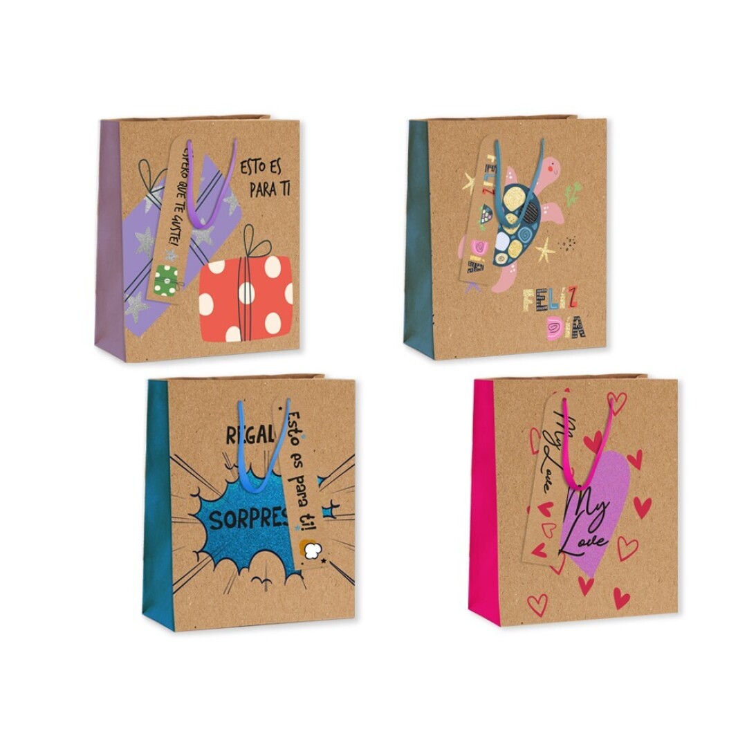 BOLSA KRAFT GLITTER 26X8X24 900700