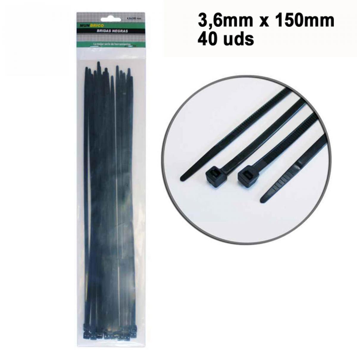 BRIDAS NEGRAS 150X3.6MM 40PC 9003600