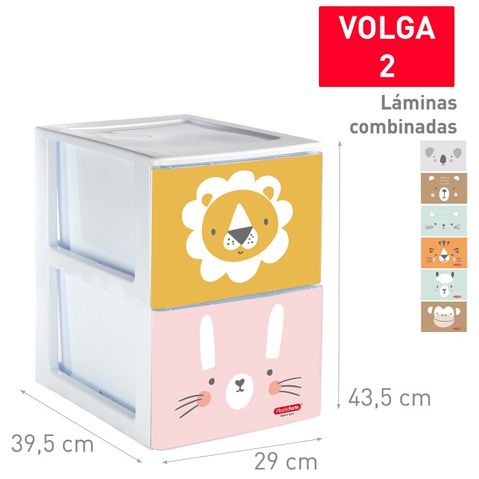 CAJONERA 2CAJ ZOO 43X29X39 912400