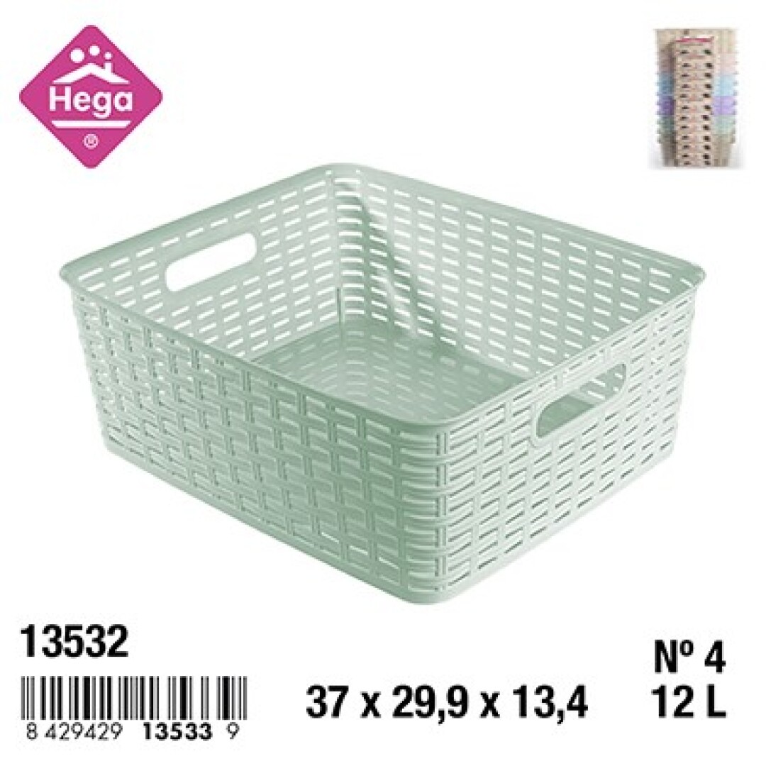 CESTA RATTAN Nº4  12L 37X29X13  PASTEL 9028500