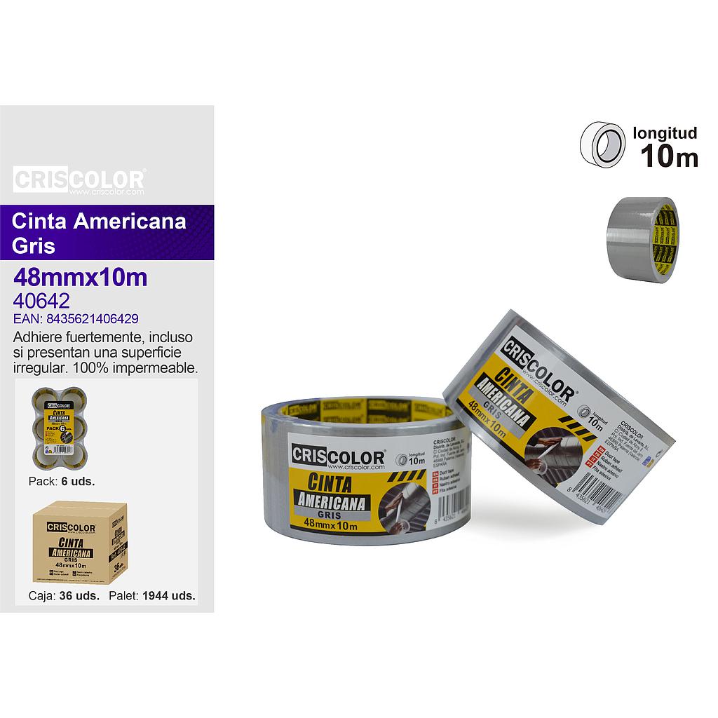 CINTA AMERICANA 48MMX10M GRIS 900800