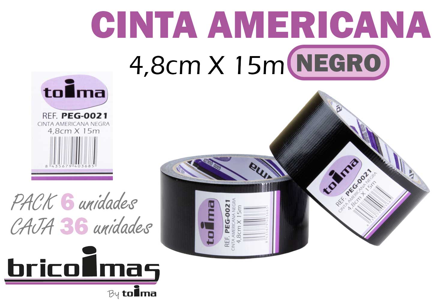 CINTA AMERICANA NEGRA 4.8CMX15M 901400