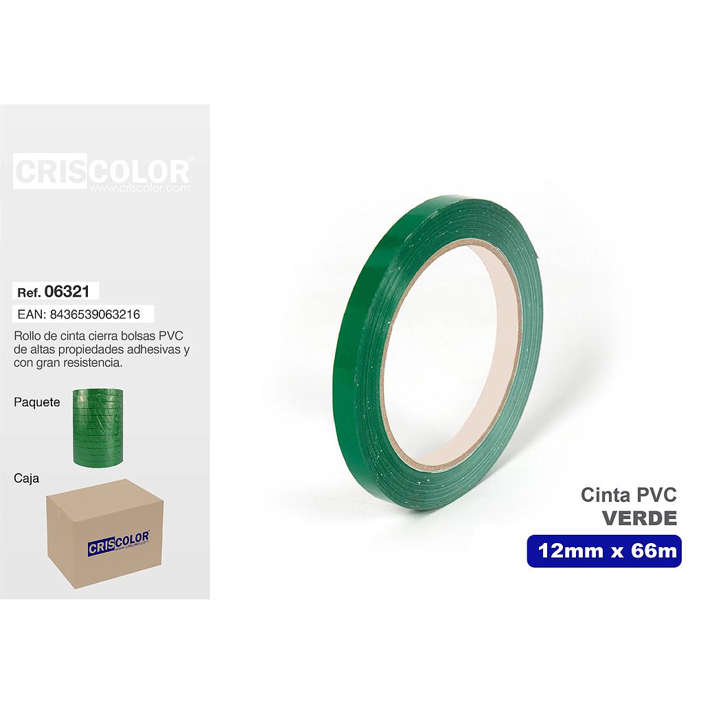 CINTA CIERRABOLSAS VERDE 12MMX66M 902000