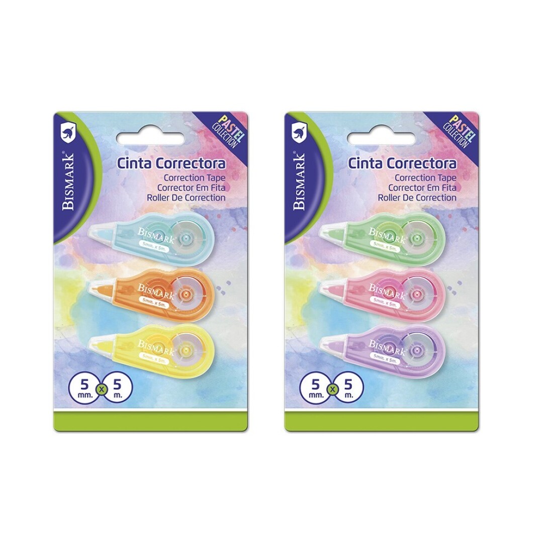 CINTA CORRECTORA MINI PASTEL 3U 5M  90140000