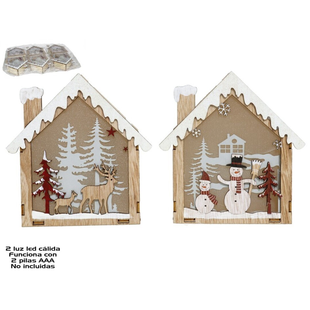 COLGANTE CASA MADERA 2LED 13CM 9019500