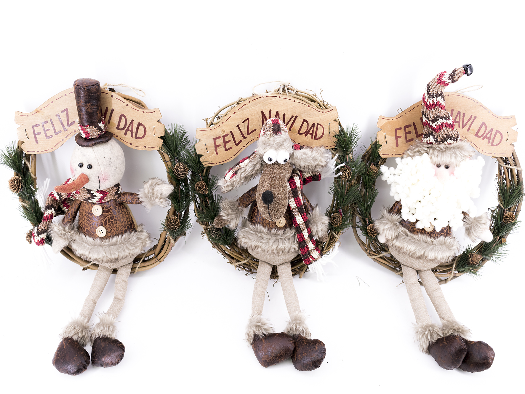 CORONA FELIZ NAVIDA C/MUÑECO 33CM 9083500