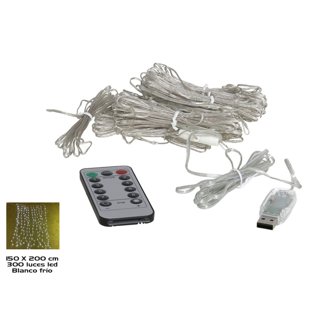 CORTINA C/MANDO 300LED FRIO 150X200 915400
