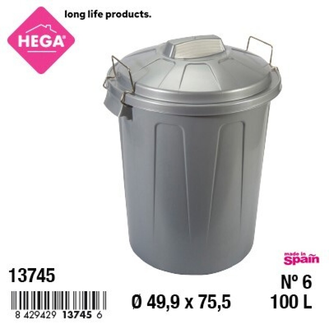 CUBO BASURA ESLA N6 GRIS 100L 915700