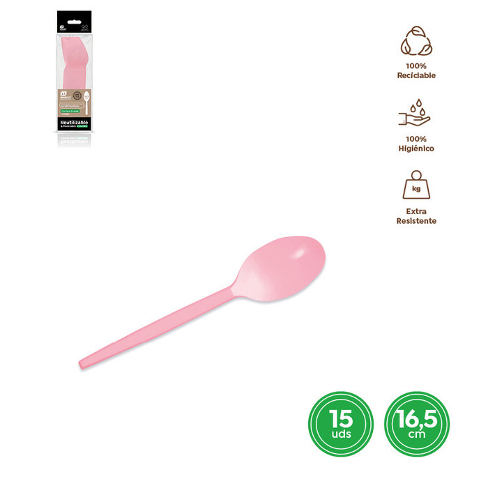 CUCHARA ROSA BABY 16CM 15U 9003500