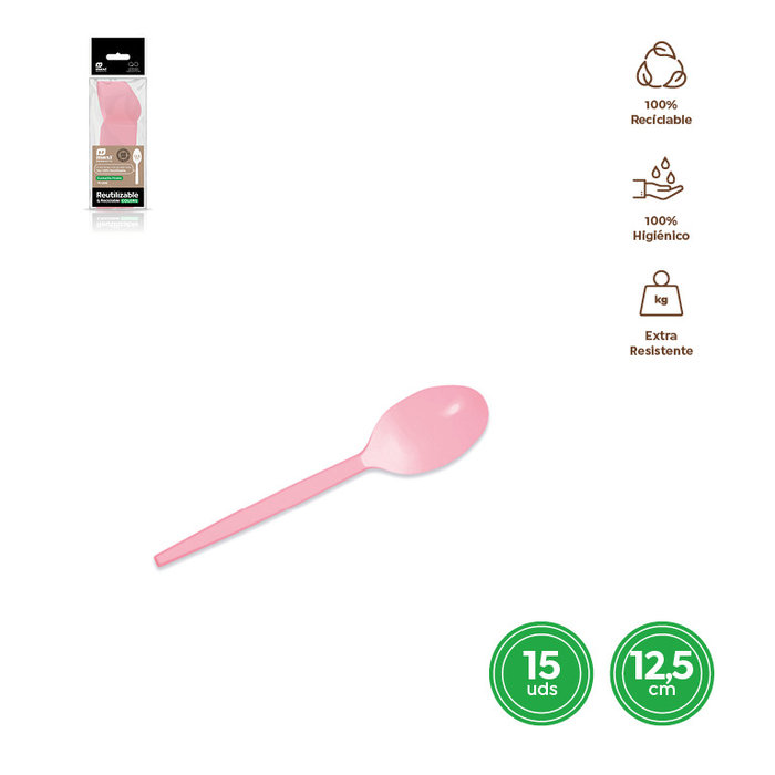 CUCHARITA ROSA BABY 12.5CM 15U 9002500