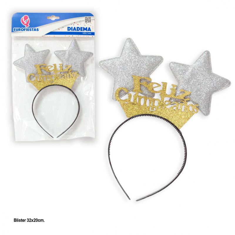 DIADEMA CUMPLE ORO ESTRELLAS PLATA 901200