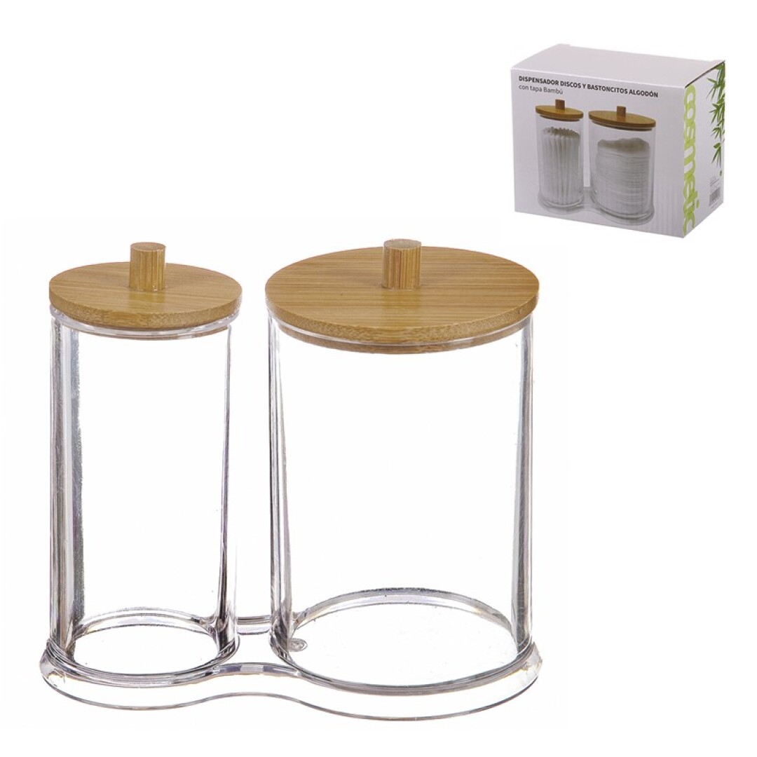 DISPENSADOR DOBLE COSMET. T/BAMBU 10CM 90300