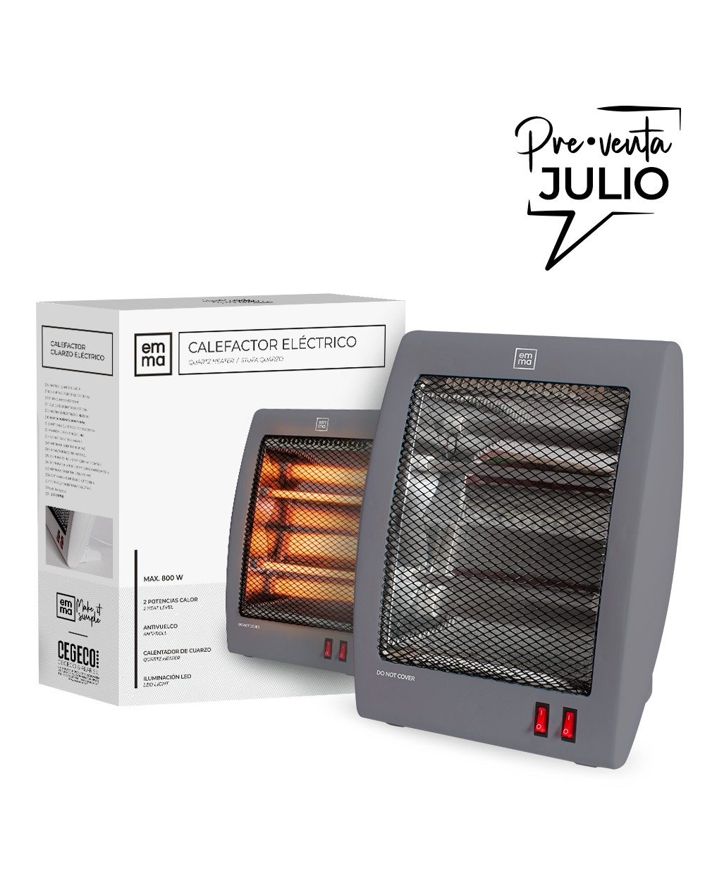 EMMA CALEFACTOR CUARZO GRIS 800W 38X24 908500