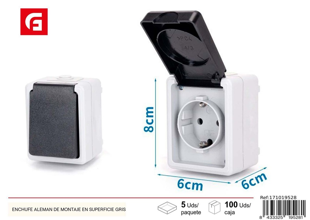 ENCHUFE SUPERFICIE GRIS 902200