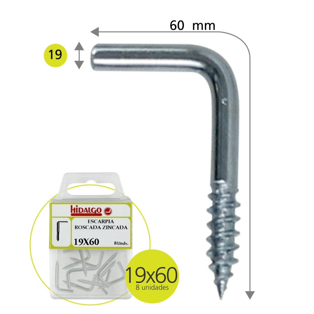 ESCARPIA ROSCADA ZINC 19X60 900700