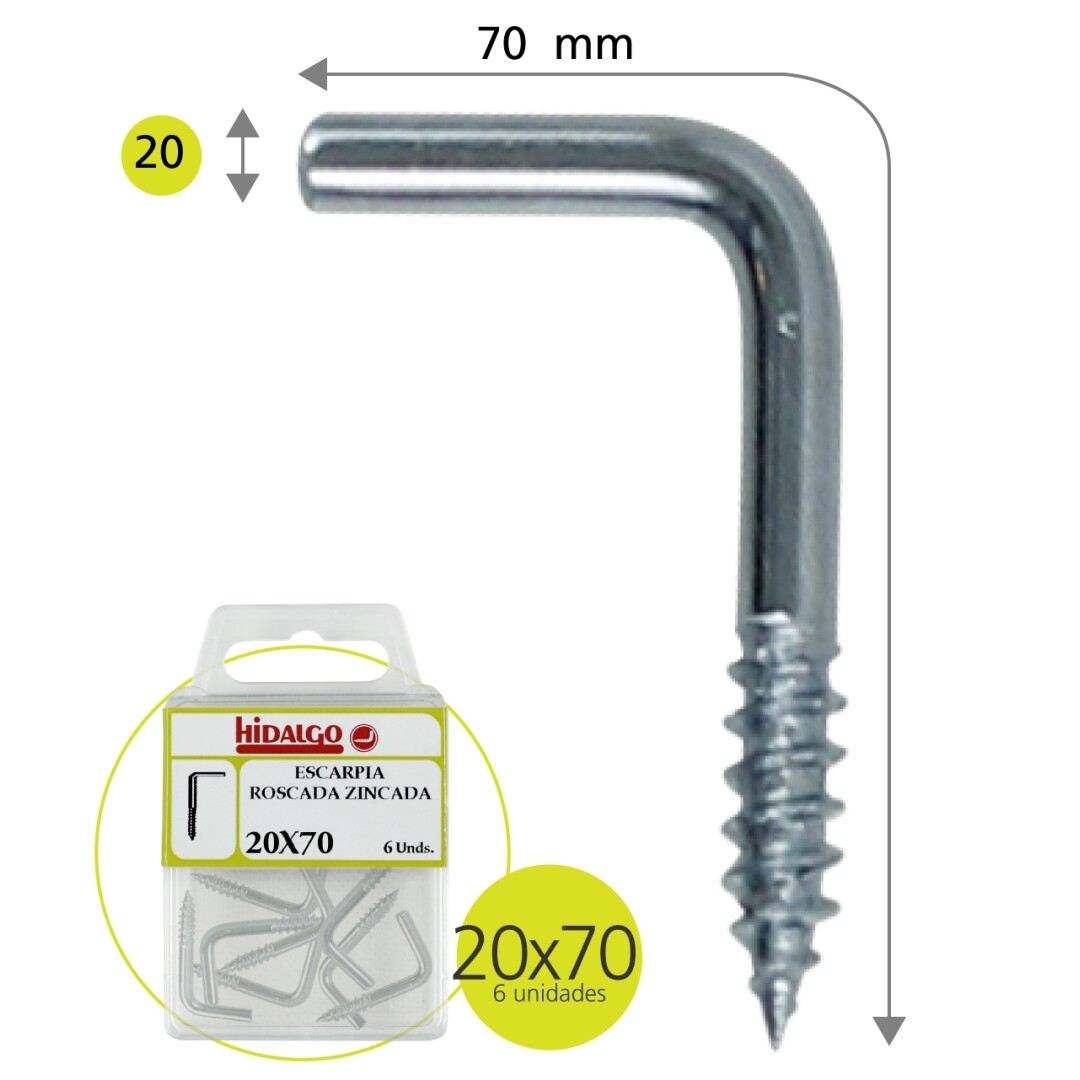 ESCARPIA ROSCADA ZINC 20X70 900700