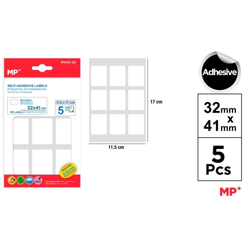 ETIQUETAS BLANCAS 32X41MM 45UD 9004300
