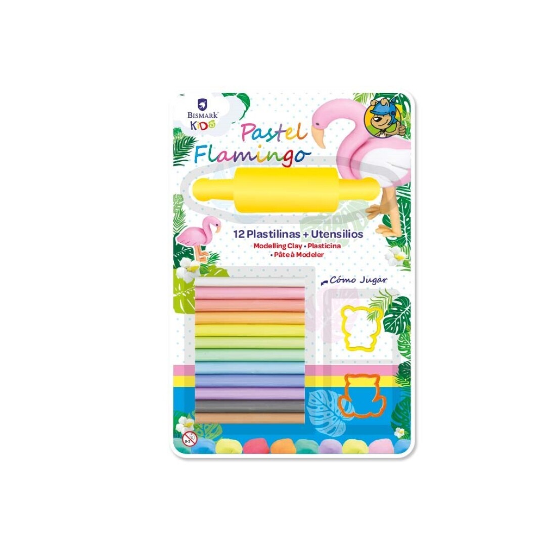 FLAMINGO 12PLASTILINAS+UTENSILIOS 9018000