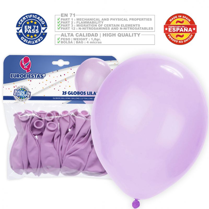 GLOBOS PASTEL 30CM LILA 25UD 9014500