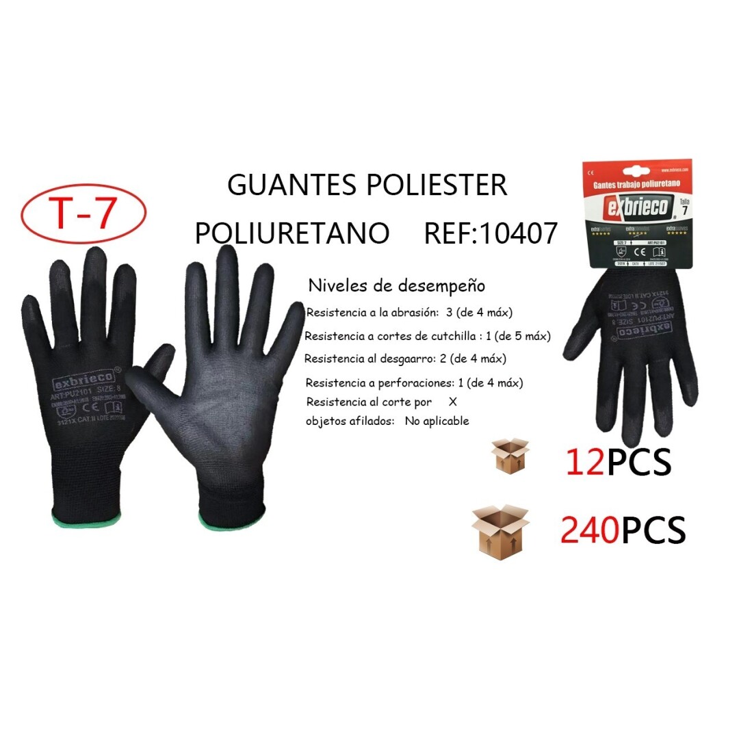 GUANTES POLIURETANO NEGRO T/7 9005500