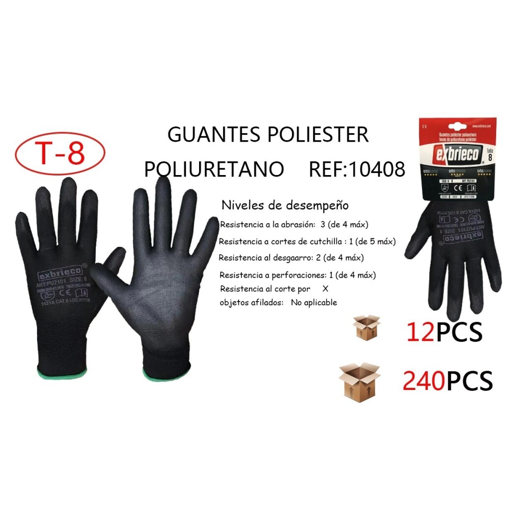 GUANTES POLIURETANO NEGRO T/8 9005500