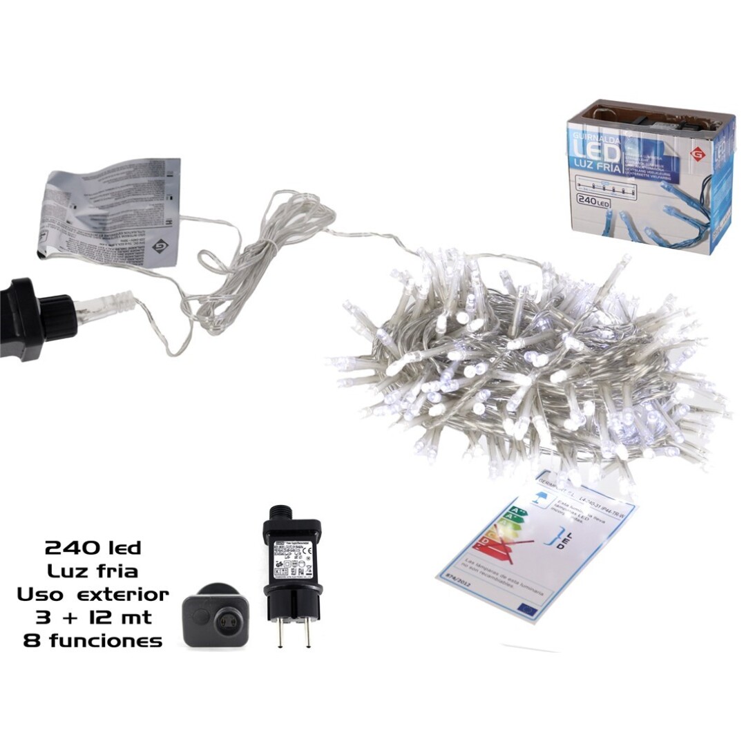 GUIRNALDA 240LED FRIA EXT FUN3+12M 9101500