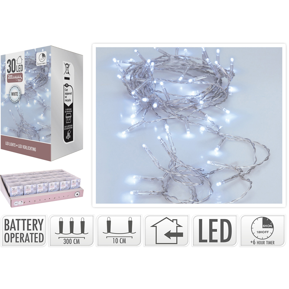 GUIRNALDA BATERIA 30LED BCO 901400