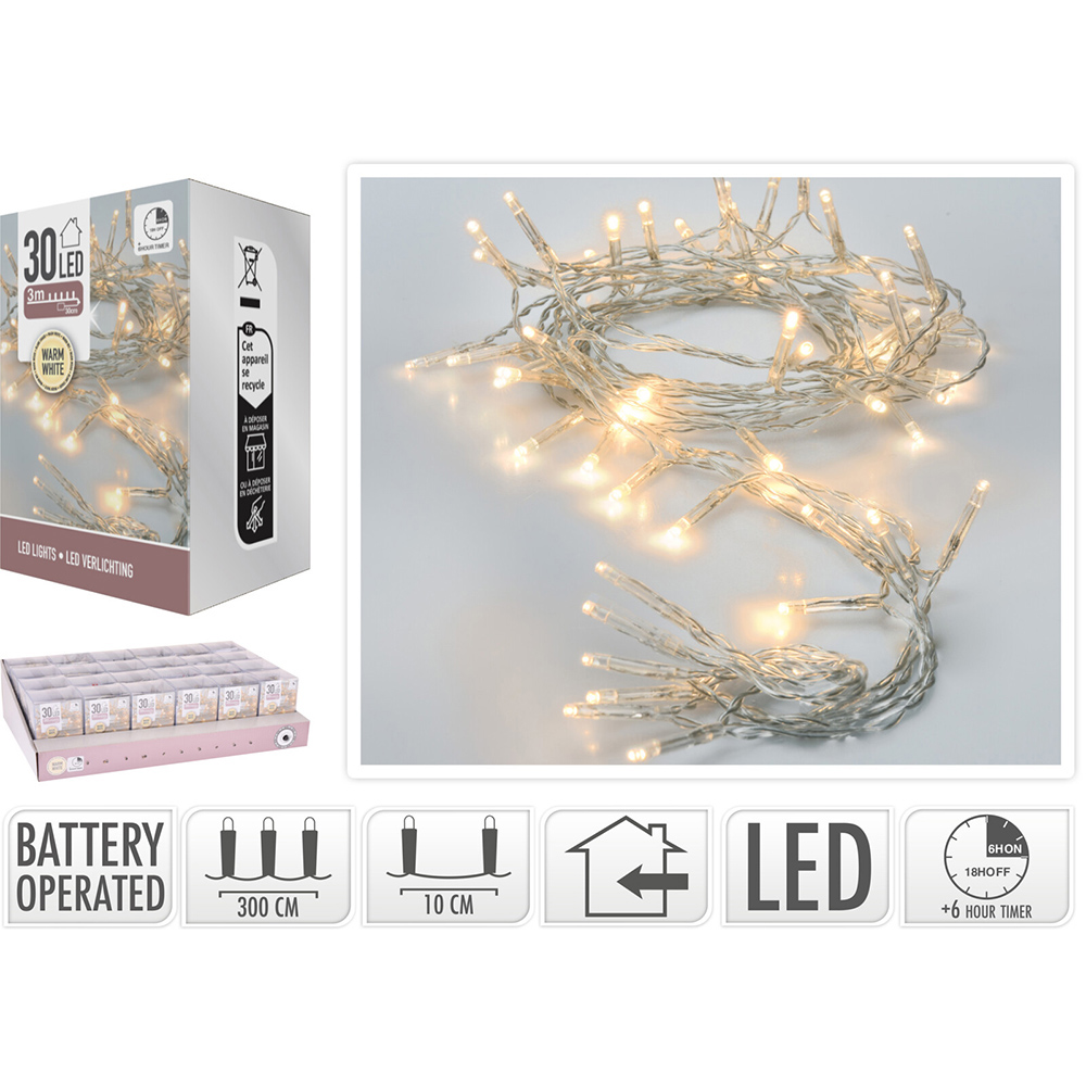 GUIRNALDA BATERIA 30LED CALIDO 901400