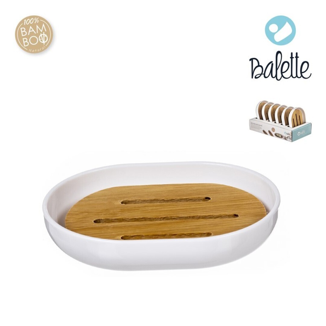 JABONERA BAÑO C/BAMBU BCO 9013500