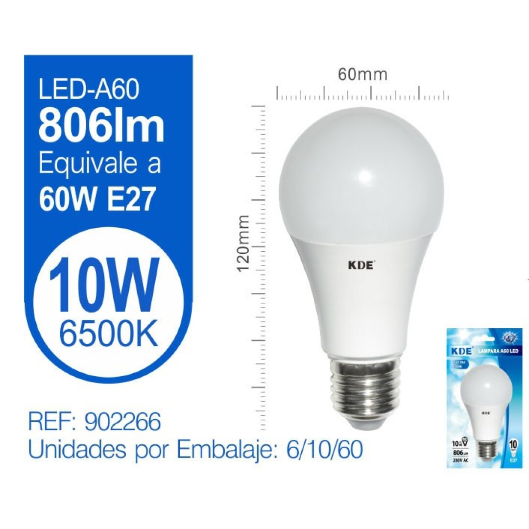 KDE BOMBILLA 10W E27 6500K 9016500