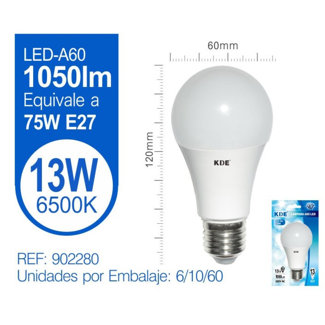 KDE BOMBILLA 13W E27 6500K 902000