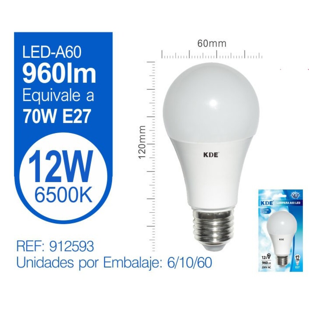 KDE BOMBILLA A60 12W E27 6500K 901800