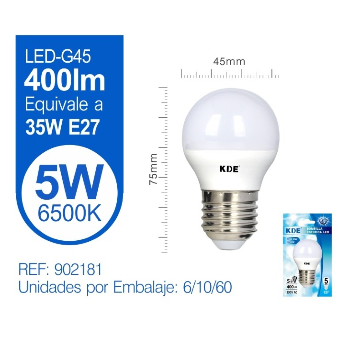 KDE ESFERICA 5W E27 6500K 90095000