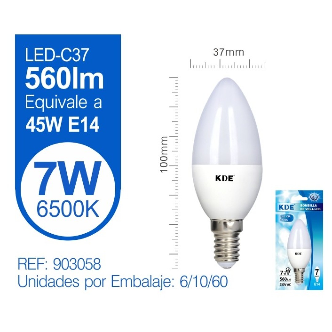 KDE LED VELA 7W E14 6000K 901400