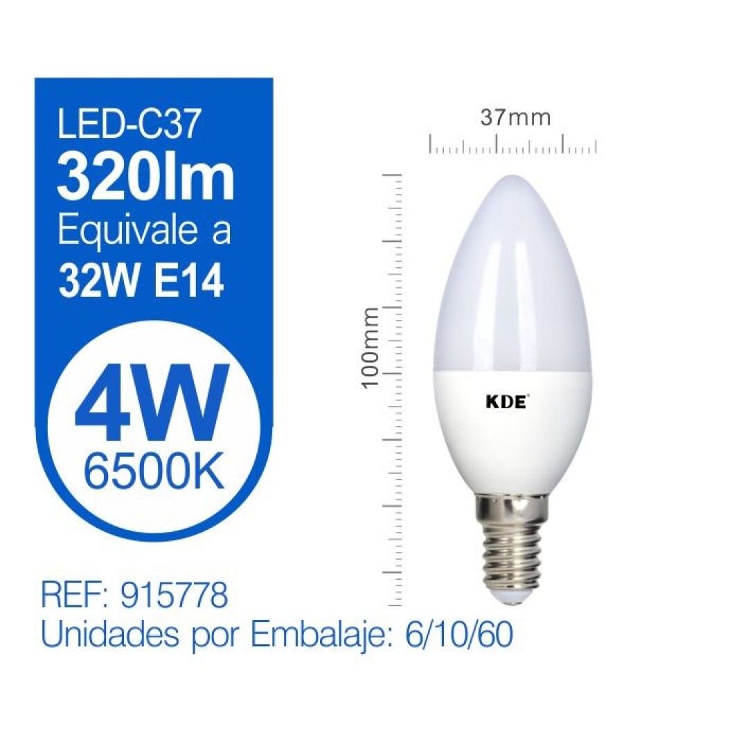 KDE VELA C37 4W E14 6500K 900100