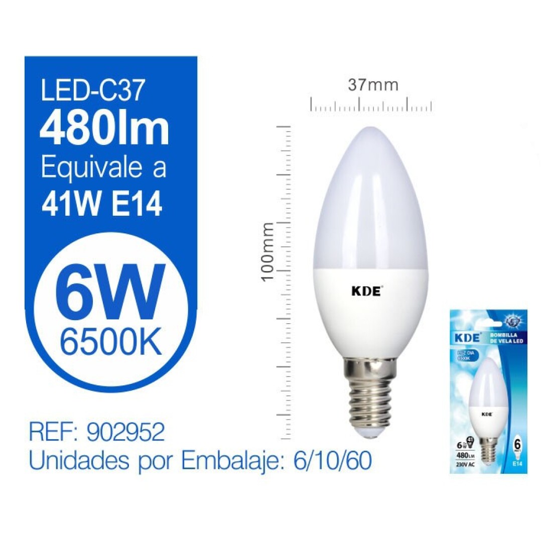 KDE VELA C37 6W E14 6500K 901200