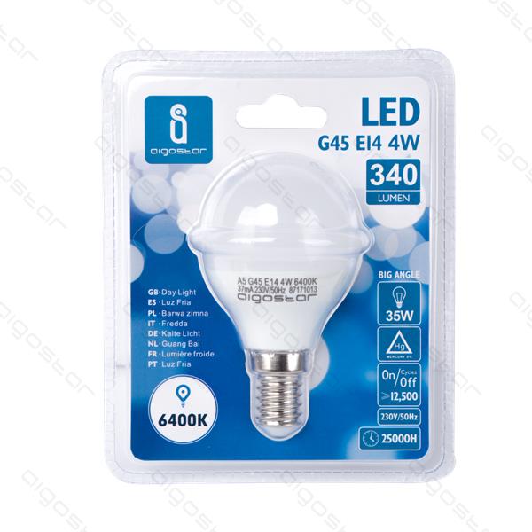 LED AIGOSTAR G45 4W E14 6400K 900900