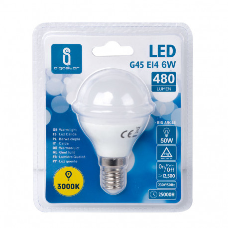 LED AIGOSTAR G45 6W E14 3000K 9011500