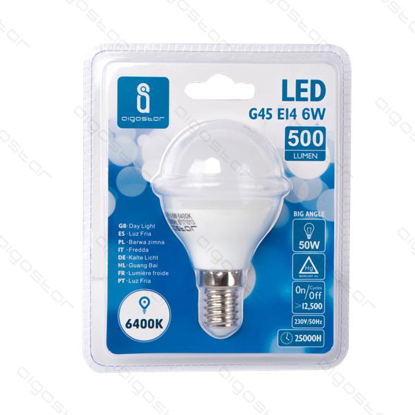 LED AIGOSTAR G45 6W E14 6400K 90115000