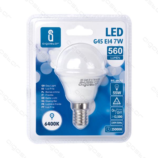 LED AIGOSTAR G45 7W E14 6400K 9011500