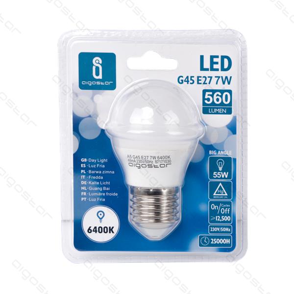 LED AIGOSTAR G45 7W E27 6400K 901150