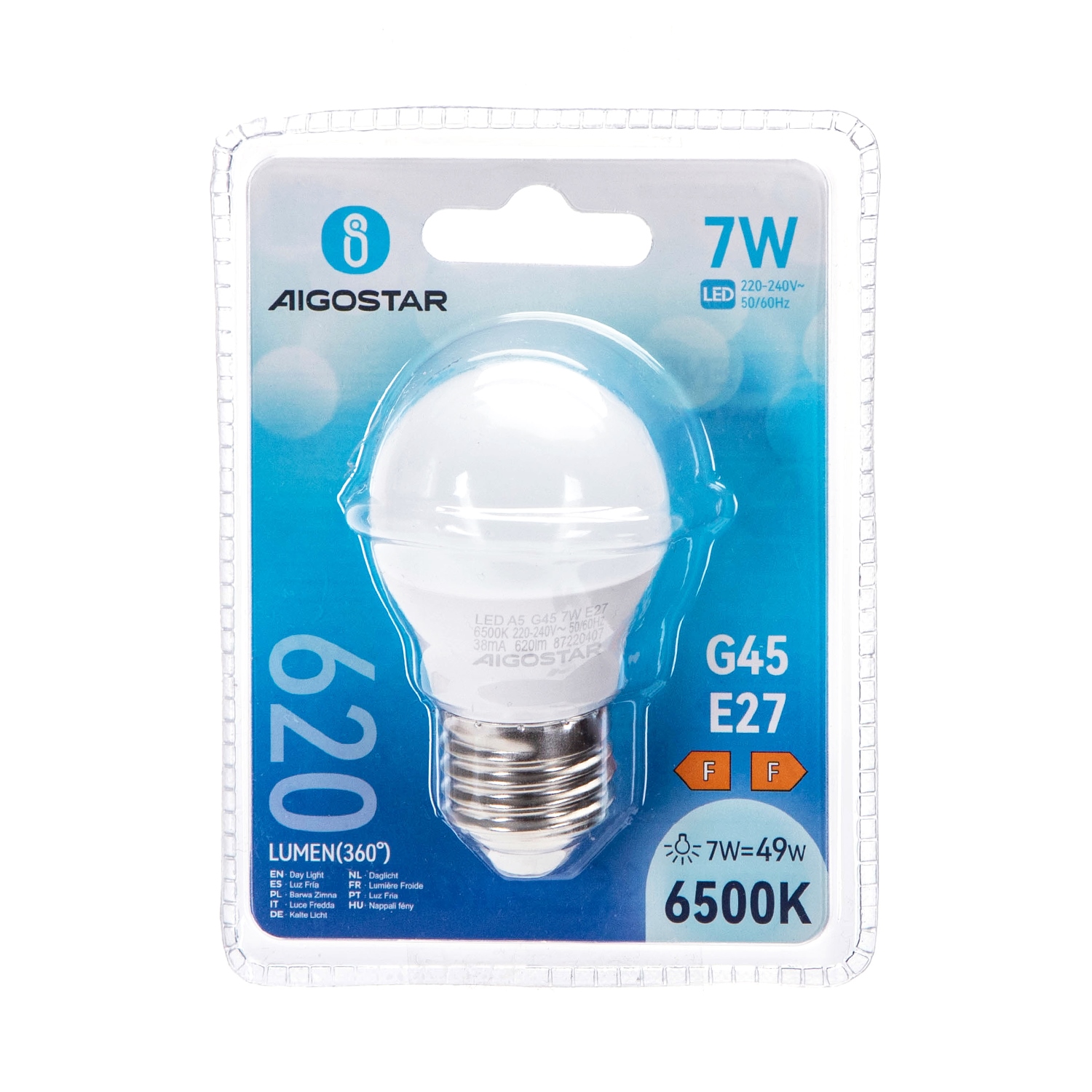 LED AIGOSTAR G45 7W E27 6500K 9011500