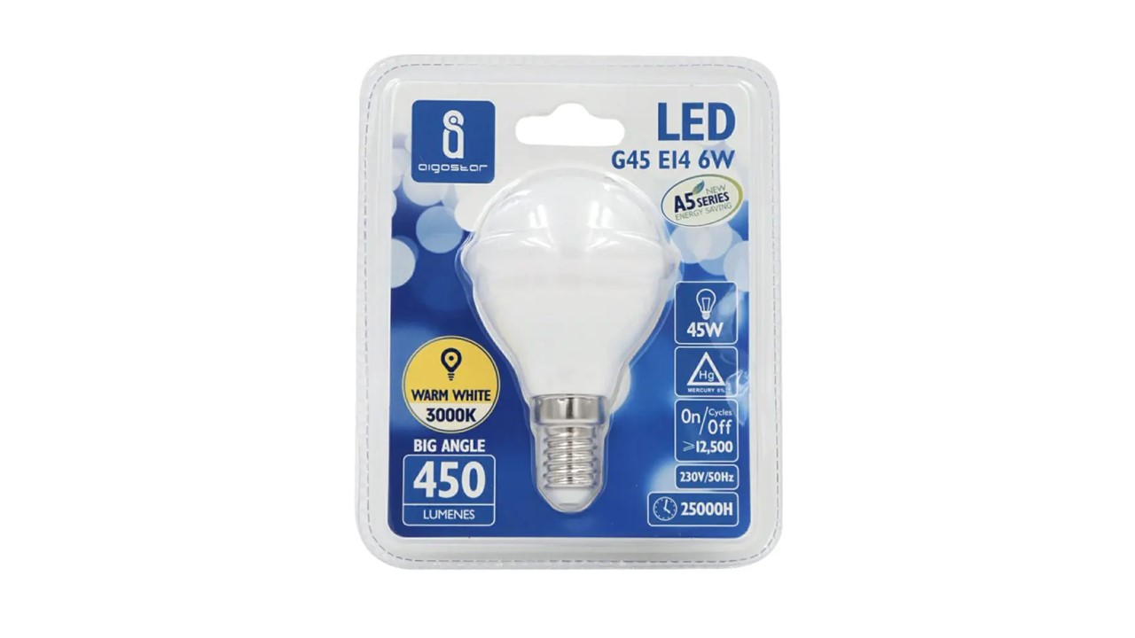 LED AIGOSTAR G45 E14 6W 9011500