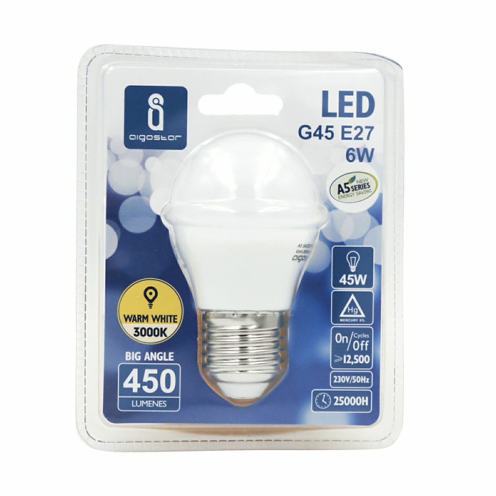 LED AIGOSTAR G45 E27 6W 9011500